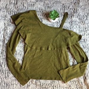 Perfect Anthro Postage Stamp asymmetric ruffle top